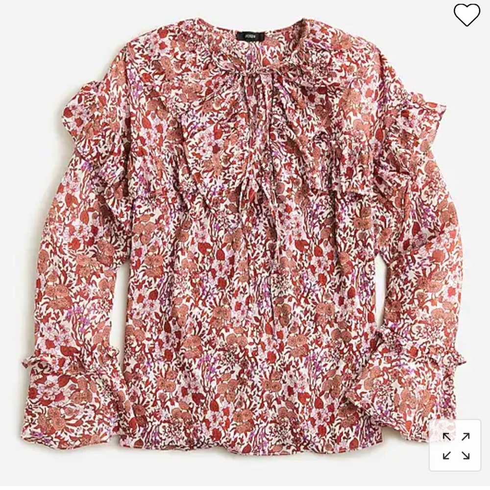 J. Crew Ruffle Crinkle Chiffon Top - Large - Picture 1 of 8